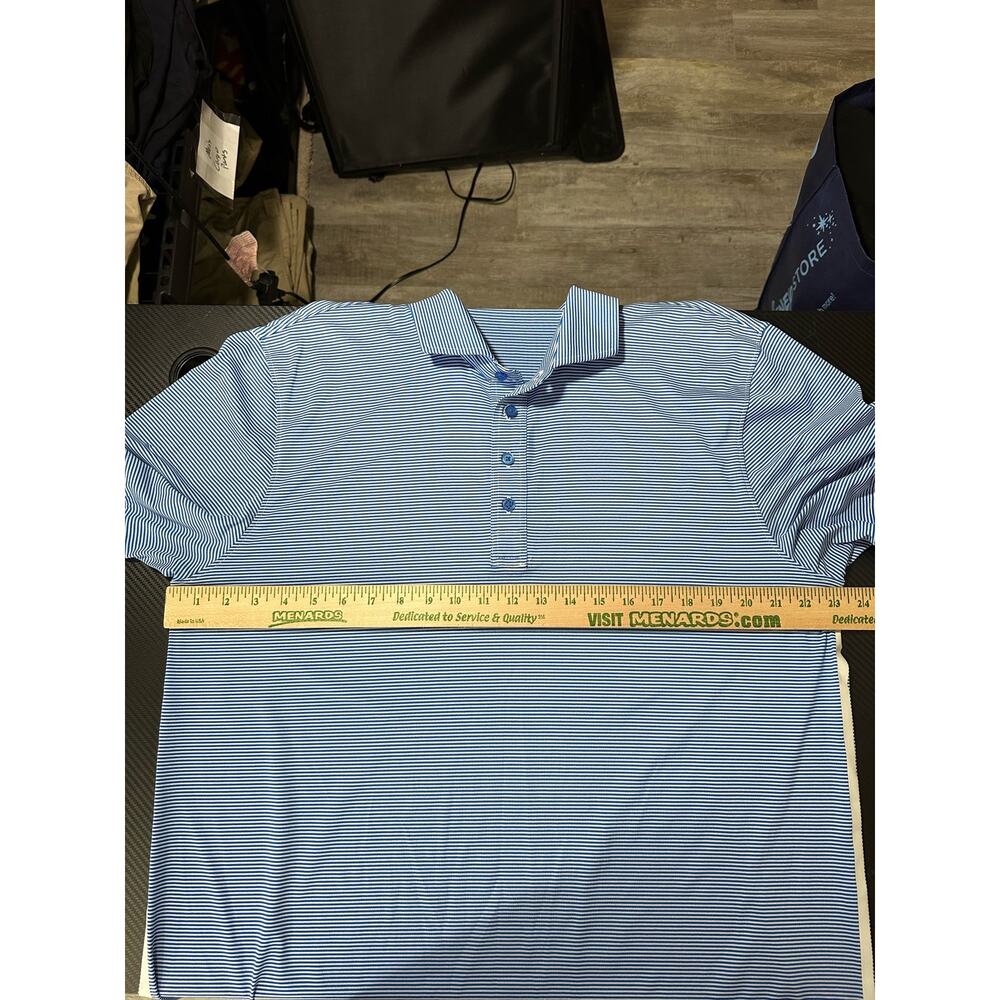 G/Fore Performance Golf Polo Striped Blue White Size XL Mens - Picture 4 of 8
